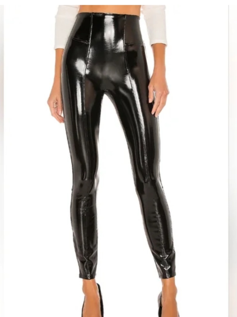 SPANX High-Waist Black Patent Faux Leather Leggings NWT